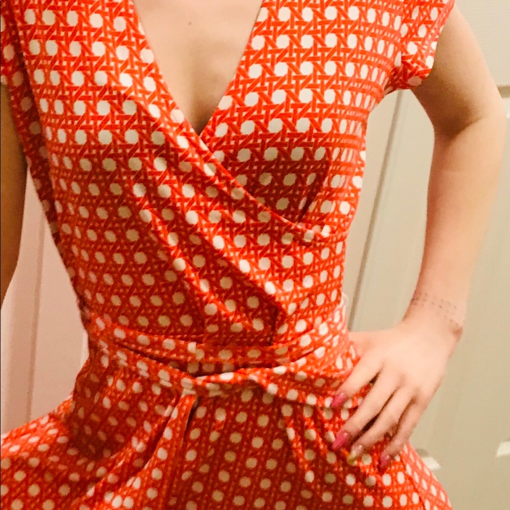 Pretty orange and white rayon dress